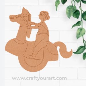 Rajasthani Woman Horse Dance Pre Marked MDF Design 1