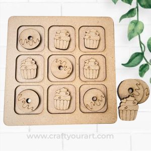 Tic Tac Toe Cupcake , Donut Theme Design 1