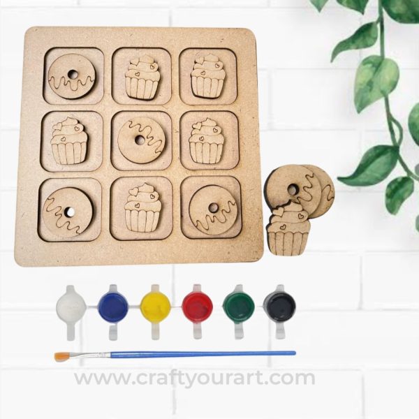 Tic Tac Toe Cupcake , Donut Theme Design 1 DIY Kit
