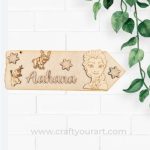 Kids Frozen Theme Plank MDF Nameplate Design 1
