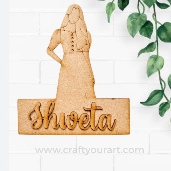 Woman Mini Nameboard Pre Marked MDF Design 4