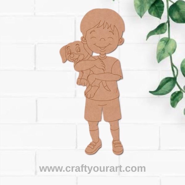Boy With Dog Pre Marked MDF Design 1