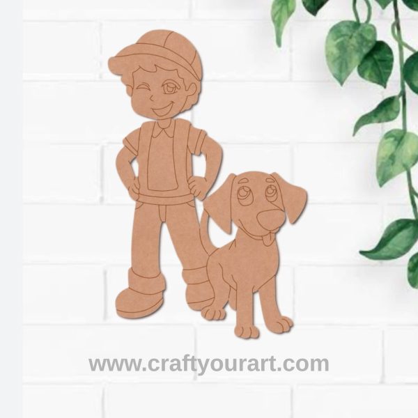 Boy With Dog Pre Marked MDF Design 2
