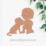 Boy With Dog Pre Marked MDF Design 3