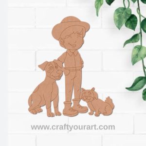 Boy With Dogs Pre Marked MDF Design 1