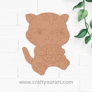 Cat Eating Donut Pre Marked MDF Design 1