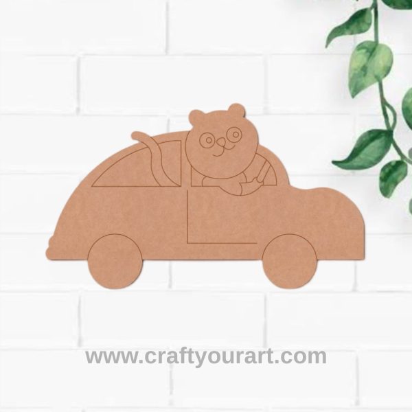 Cat In Car Pre Marked MDF Design 1