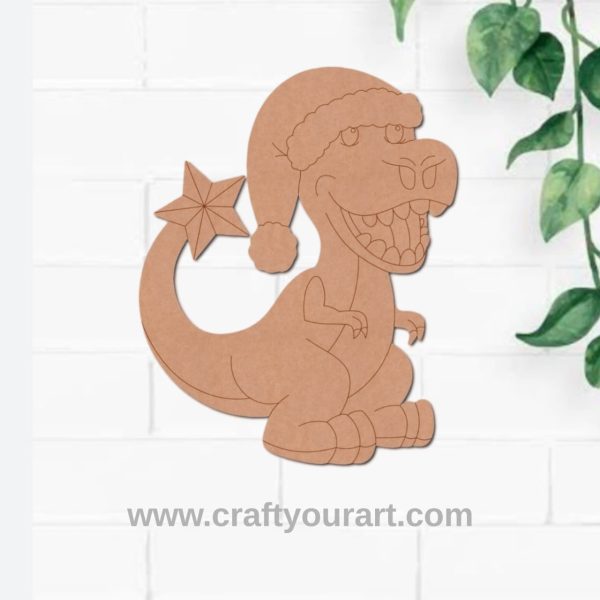 Dinosaur Christmas Pre Marked MDF Design 1