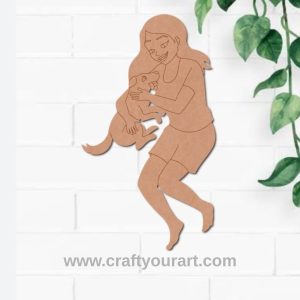 Girl With Dog Pre Marked MDF Design 1