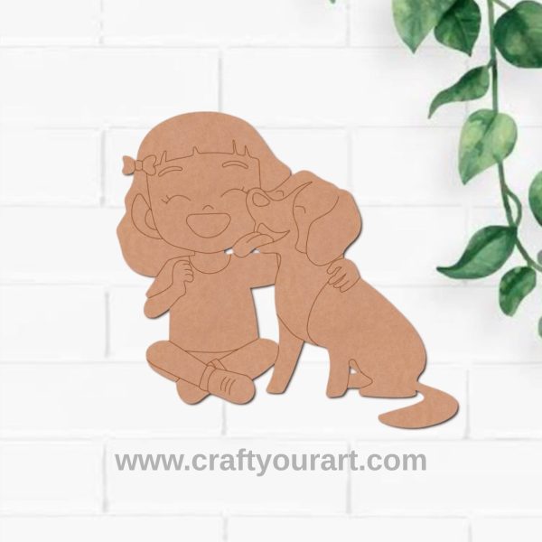 Girl With Dog Pre Marked MDF Design 2