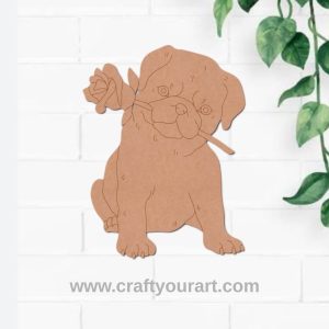 Pug Dog With Rose Pre Marked MDF Design 1