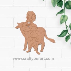 Village Man With Cow Pre Marked MDF Design 1