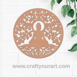 Buddha With Leaves Cutout MDF Design 1
