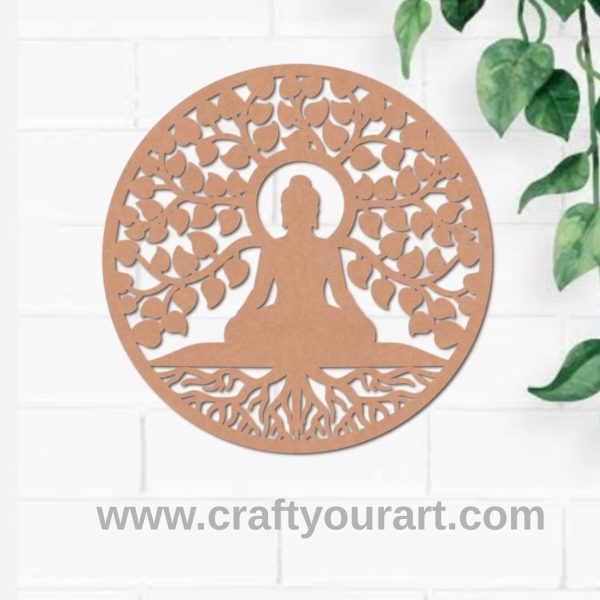 Buddha With Leaves Cutout MDF Design 1