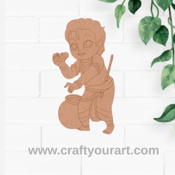 Krishna Ji With Makhan Pre Marked MDF Design 2