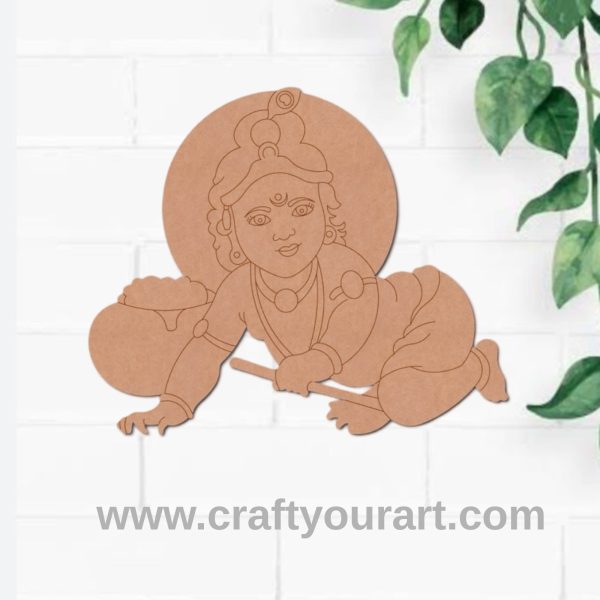 Krishna Ji With Makhan Pre Marked MDF Design 8