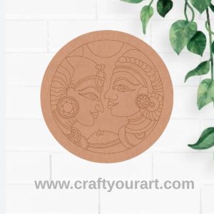 Radha Krishna Pre Marked Round MDF Design 1