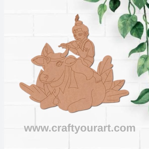 Bal Krishna With Cow Pre Marked MDF Design 1