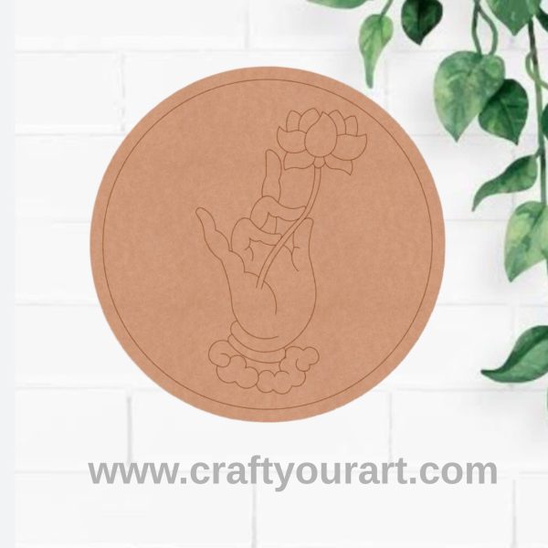 Hand Lotus Pre Marked Round MDF Design 2