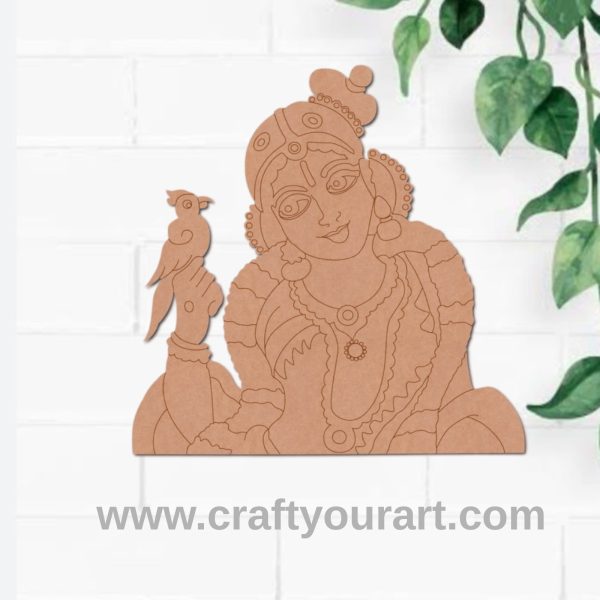 Saraswati Ji With Parrot Pre Marked MDF Design 1