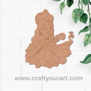Saraswati Ji With Sitar Pre Marked MDF Design 1