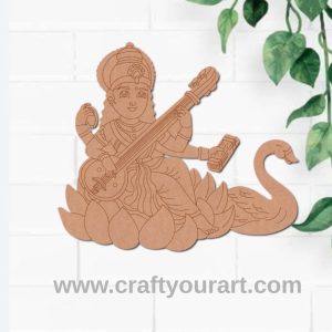 Saraswati Ji With Swan Pre Marked MDF Design 1