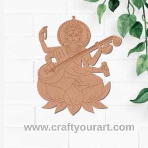 Saraswati Ji With Sitar Pre Marked MDF Design 3