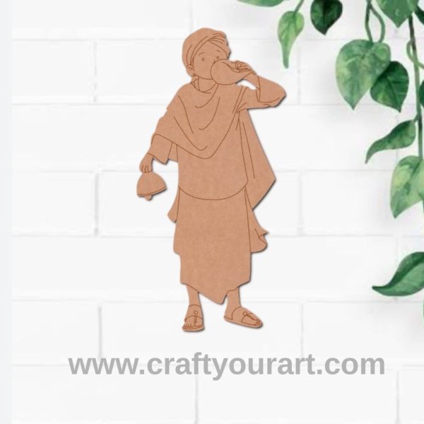 Man With Shankh Pre Marked MDF Design 1