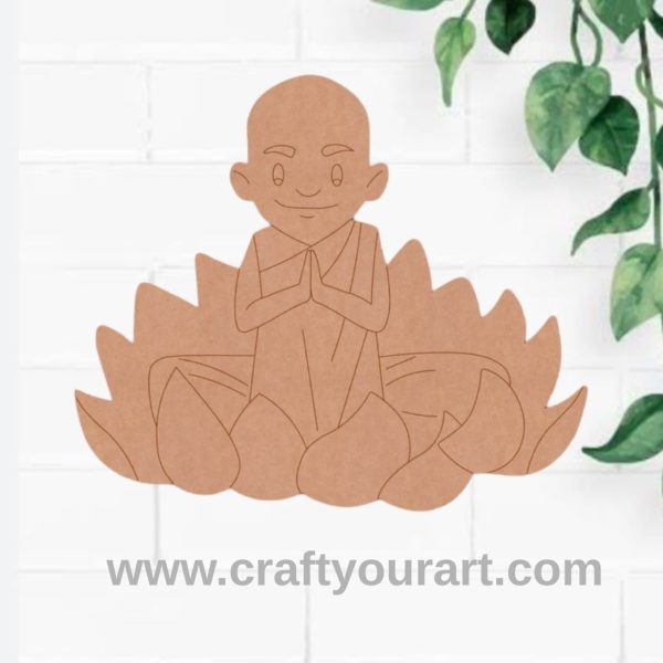 Buddhist Monk Lotus Pre Marked MDF Design 1