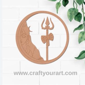 Shiv Ji Trishul Pre Marked Round Base MDF Design 1