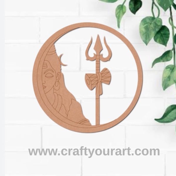 Shiv Ji Trishul Pre Marked Round Base MDF Design 1
