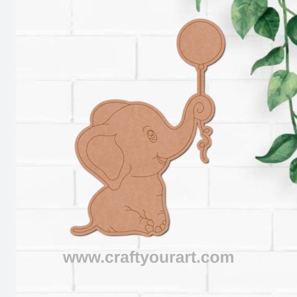 Elephant With Balloon Pre Marked MDF Design 1