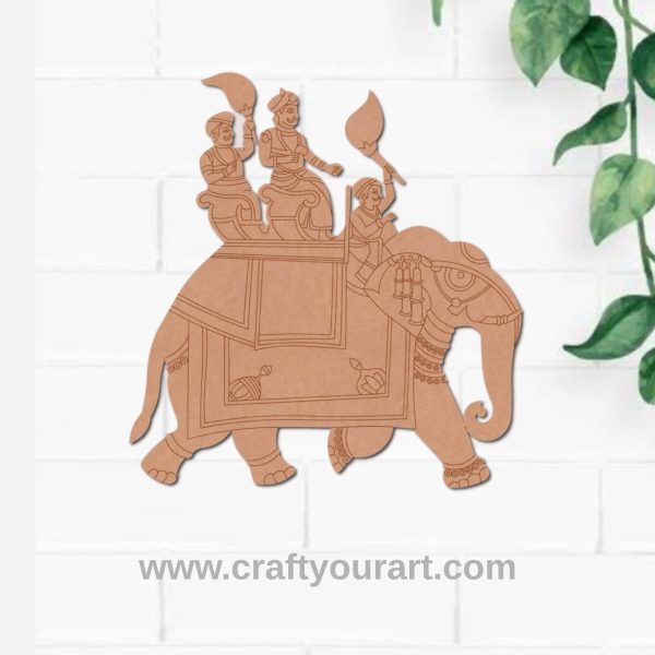 Madhubani Elephant Mughal Pre Marked MDF Design 1