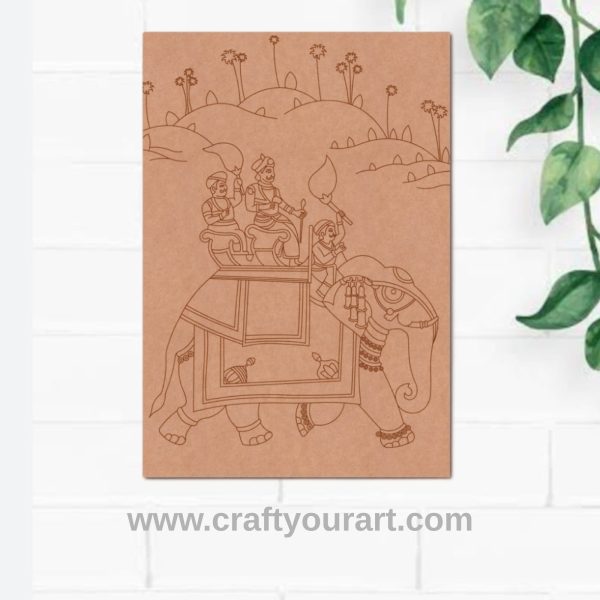 Madhubani Elephant Mughal Pre Marked Base MDF Design 1