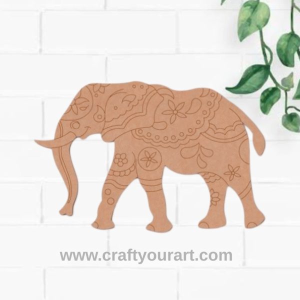 Madhubani Elephant Pre Marked MDF Design 1
