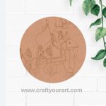 Madhubani Elephant Mughal Pre Marked Round MDF Design 1
