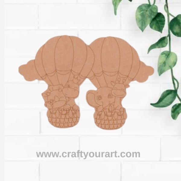 Animals Hot Air Balloon Pre Marked MDF Design 1