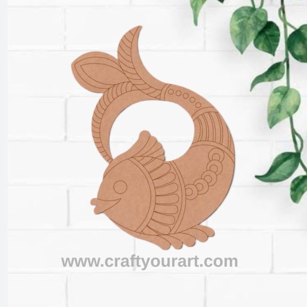 Madhubani Fish Pre Marked MDF Design 1