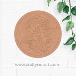 Madhubani Fish Pre Marked Round MDF Design 1
