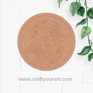 Madhubani Fish Pre Marked Round MDF Design 1