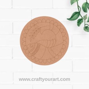 Madhubani Fish Pre Marked Round MDF Design 3