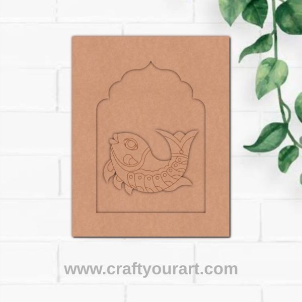 Madhubani Fish Jharokha Pre Marked MDF Design 1