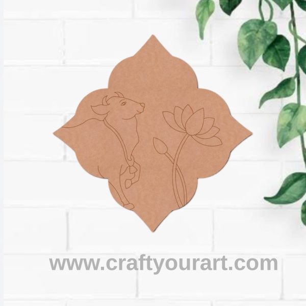 Pichwai Cow And Lotus Pre Marked Base MDF Design 1