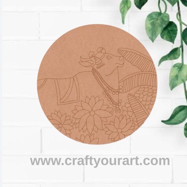 Pichwai Cow Pre Marked Round MDF Design 6