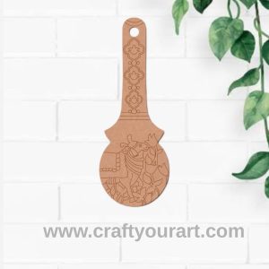 Pichwai Cow Kolam Ladle Pre Marked MDF Design 1