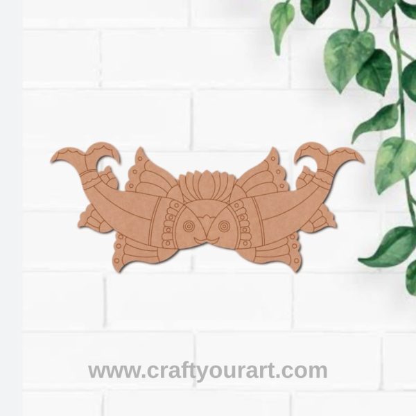 Madhubani Fish Lotus Pre Marked Base MDF Design 1