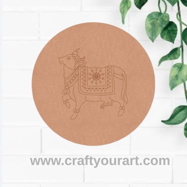 Pichwai Cow Pre Marked Round MDF Design 2