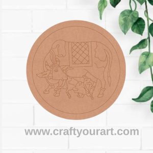 Pichwai Cow Pre Marked Round MDF Design 5