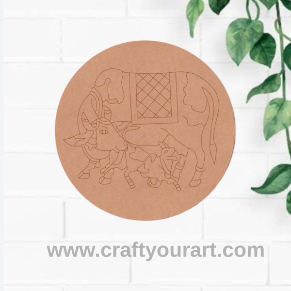 Pichwai Cow Pre Marked Round MDF Design 7