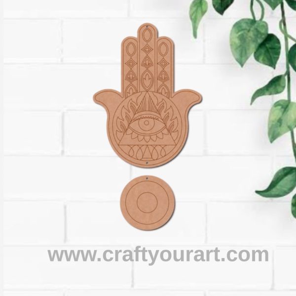 Hamsa Hand Evil Eye Hanging Pre Marked MDF Design 1
